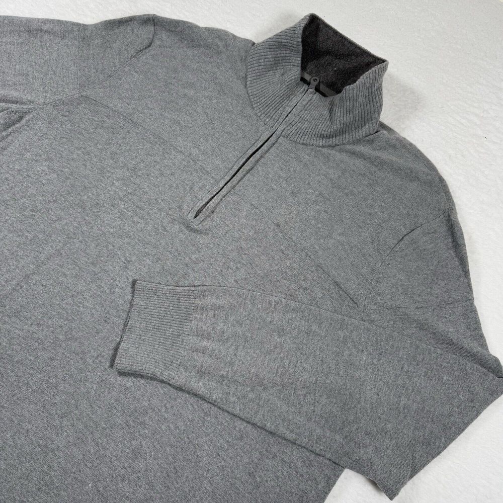 The North Face Pullover Men 2XL Grey 1/4 Zip Sweater Sweatshirt Logo Lightweight